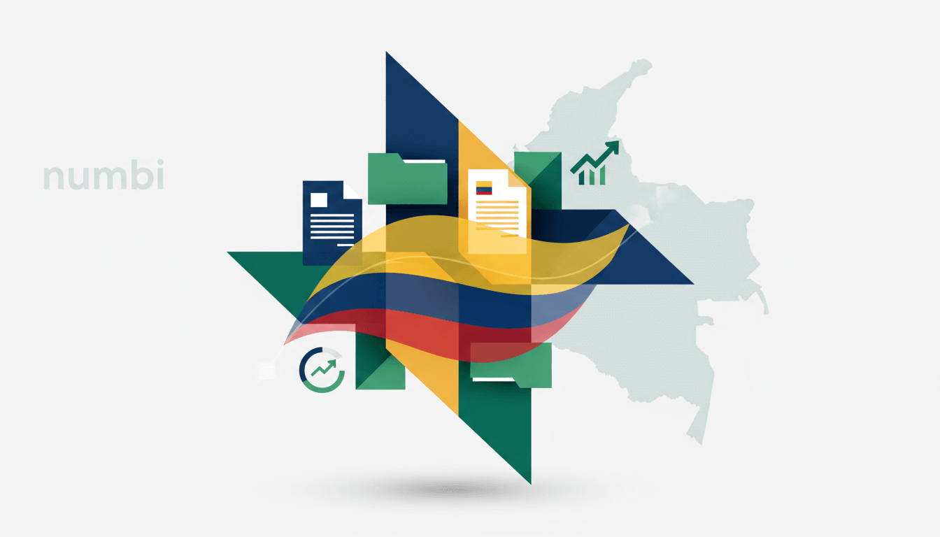 Ilustración editorial sobre impuesto ICA y contabilidad municipal en Colombia